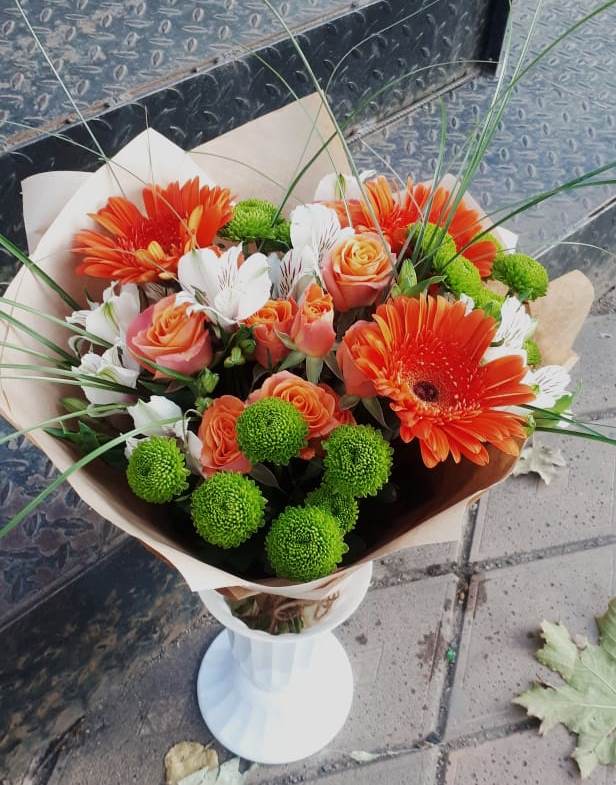 Букет цветов из: Герберы, Хризантемы, Альстромерии и Розы в Будановке