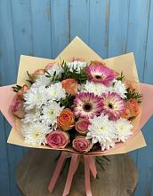 Букет цветов из:  Розы, Герберы и Хризантемы #REPLACE_PRED# Будановке