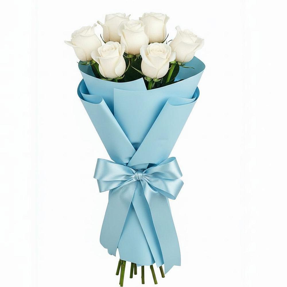Букет 7 белых роз Проуд в Будановке