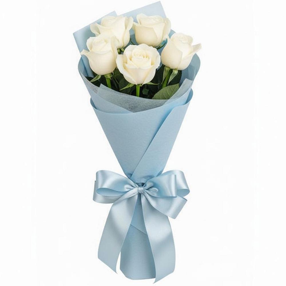 Букет 5 Белых роз Проуд в Будановке