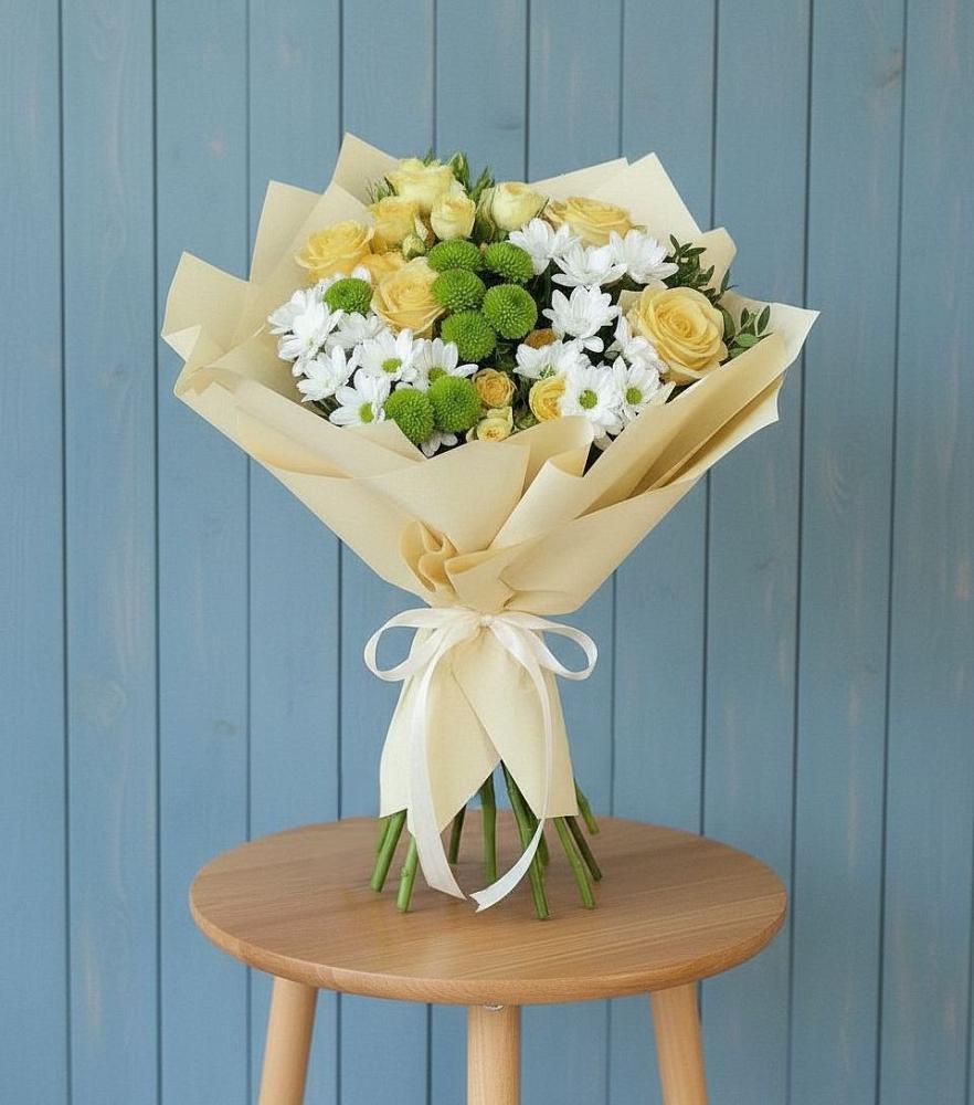 Букет цветов из: Хризантемы и Розы в Будановке