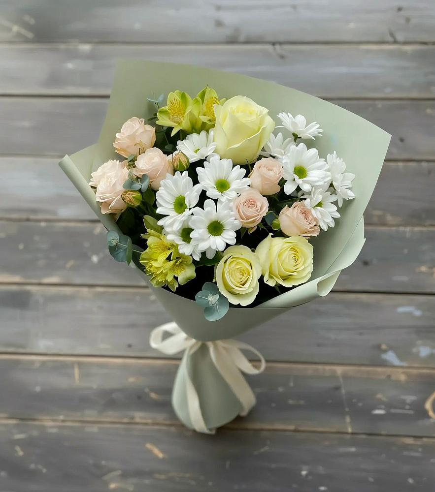 Букет цветов из: Альстромерии, Розы и Хризантемы в Будановке