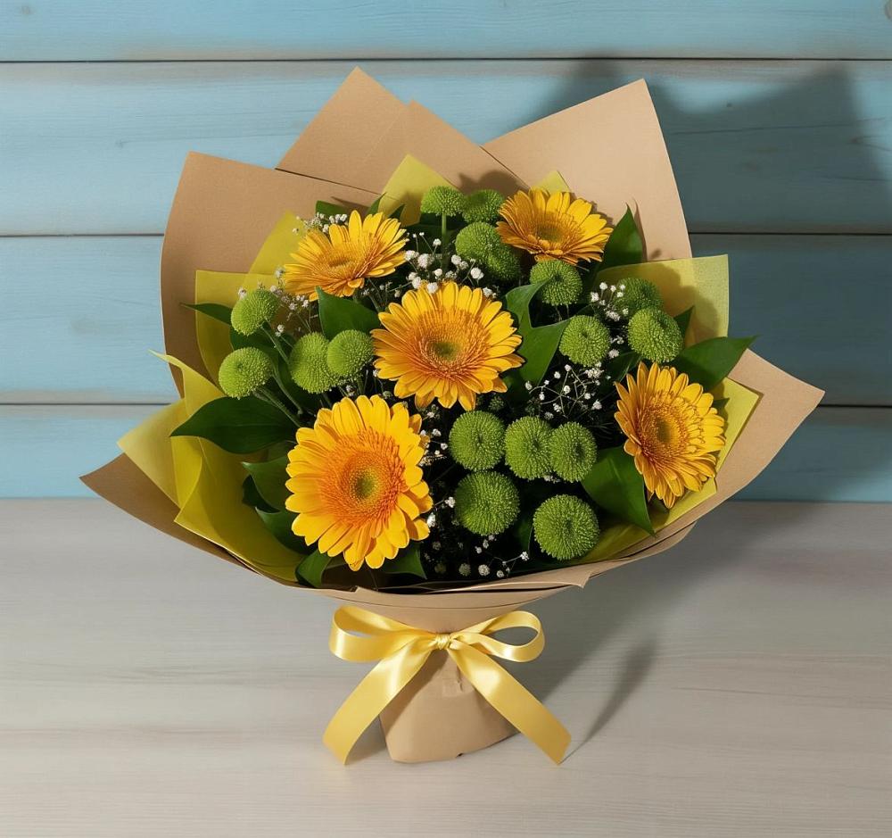 Букет цветов из: Герберы и Хризантемы в Будановке