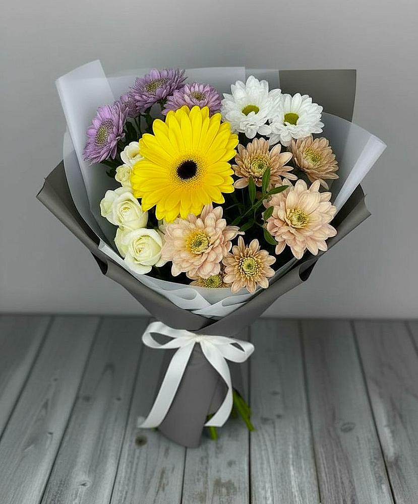 Букет цветов из: Розы, Герберы и Хризантемы в Будановке