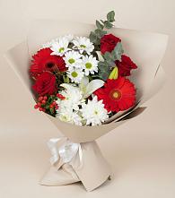 Букет цветов из:  Розы, Хризантемы, Герберы и Лилии #REPLACE_PRED# Будановке