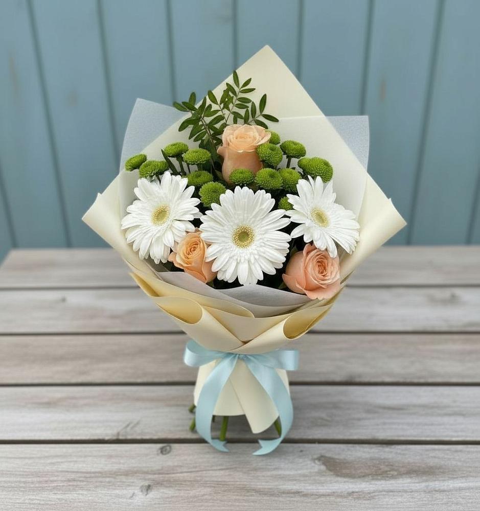 Букет цветов из: Герберы, Розы и Хризантемы в Будановке