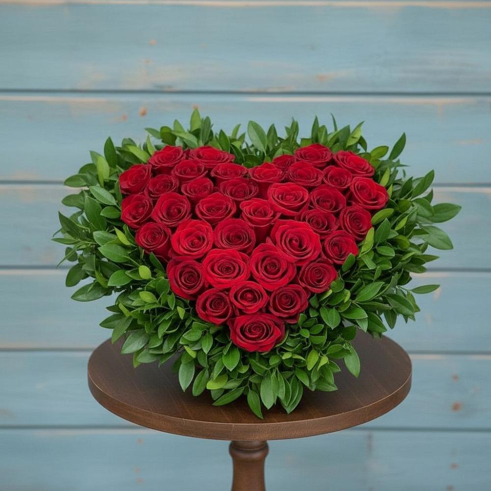 Цветочная композиция из Розы в виде сердца в Будановке