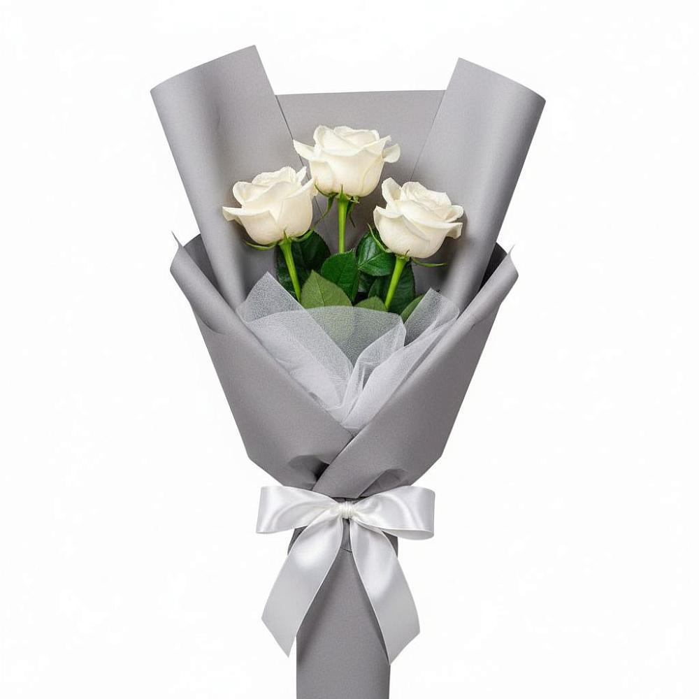 Букет 3 белые розы в Будановке