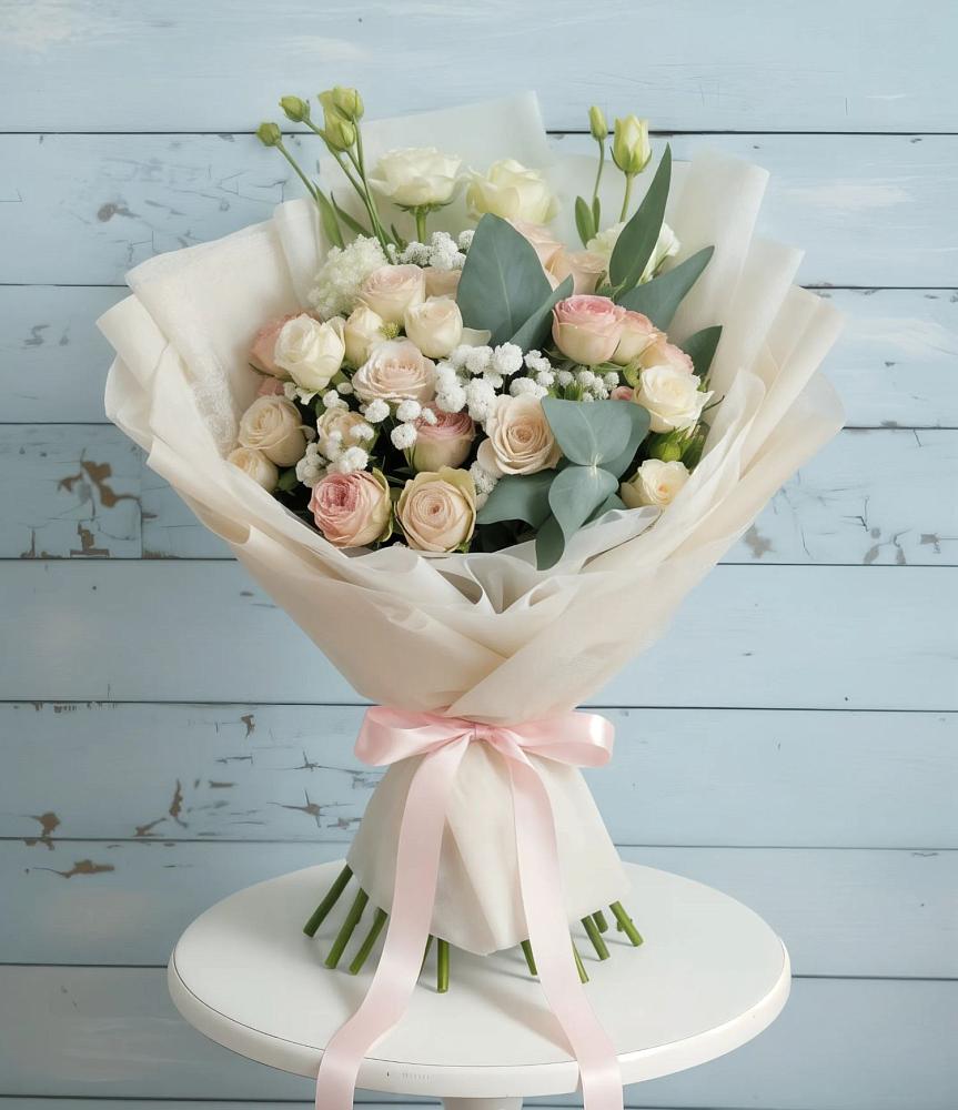 Букет цветов из: Розы и Лизиантусы в Будановке