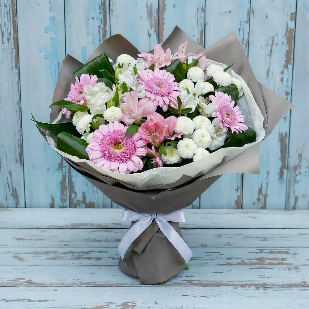 Букет цветов из: Герберы, Альстромерии и Хризантемы в Будановке