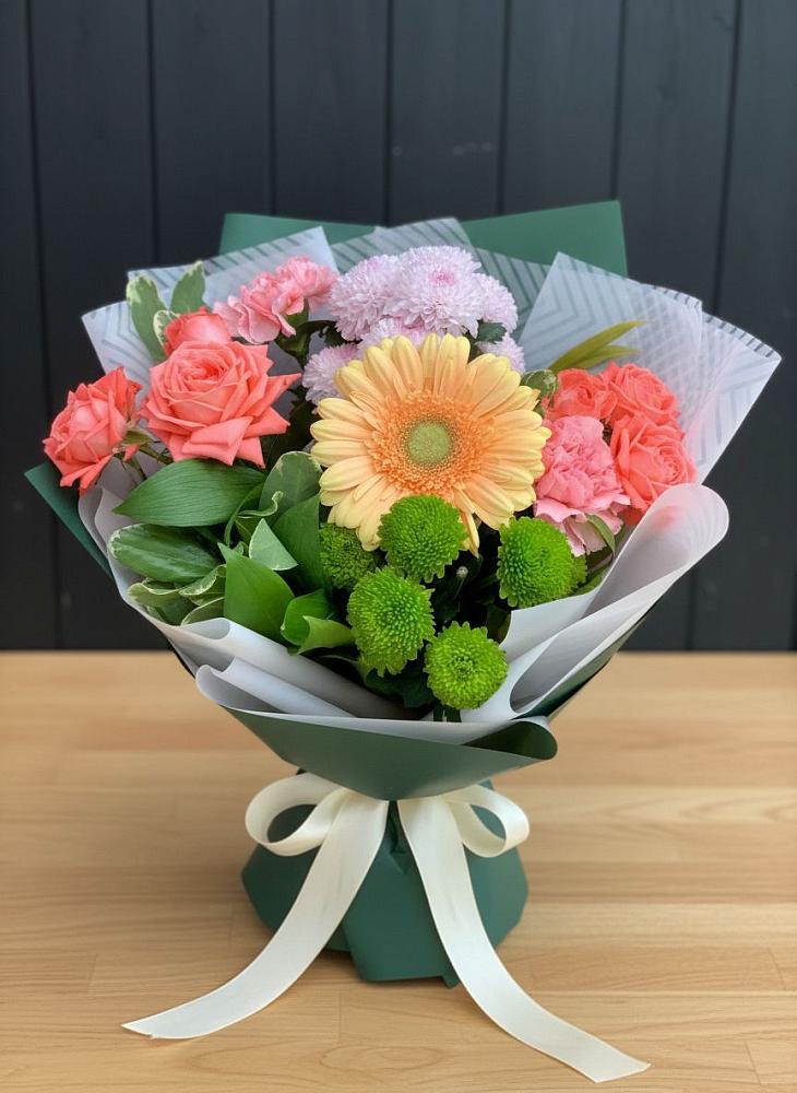 Букет цветов из: Гвоздики, Розы, Герберы и Хризантемы в Будановке