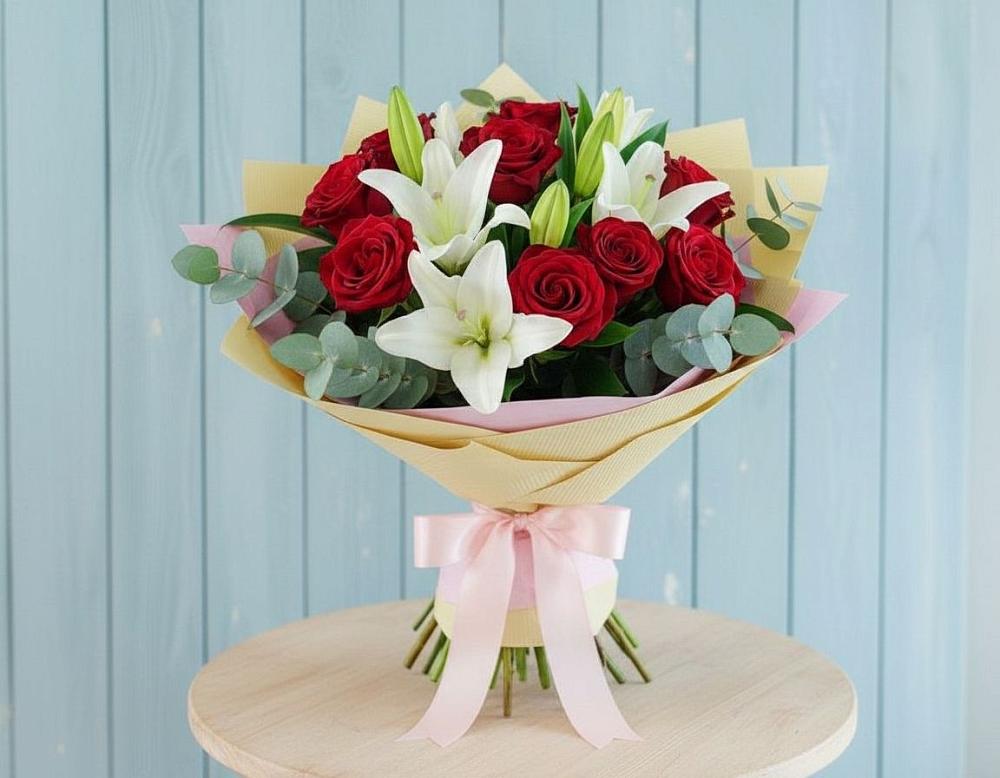 Букет цветов из: Лилии и Розы в Будановке